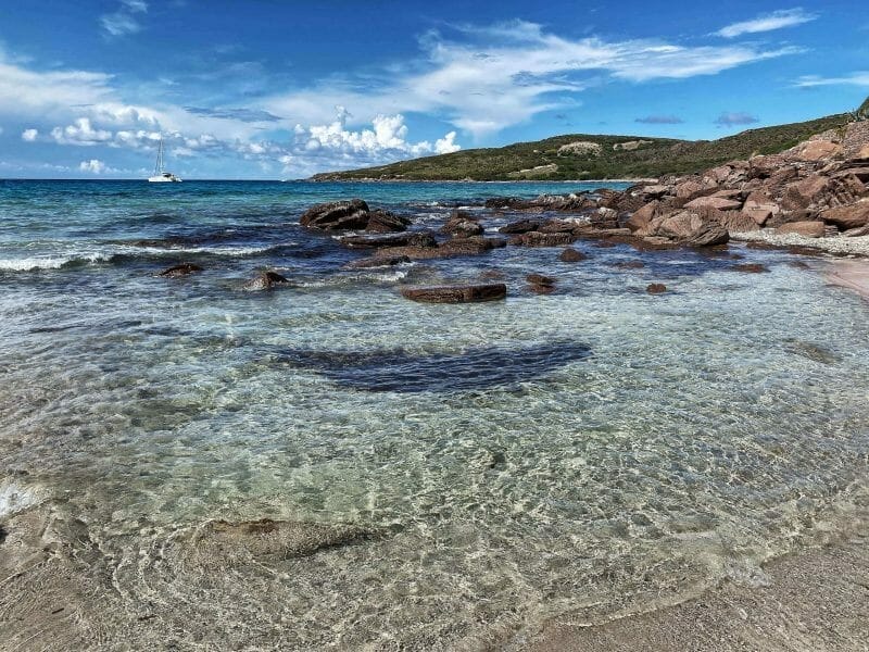 Landscape at Portoscuso and the coast of Mediterranean Sea at