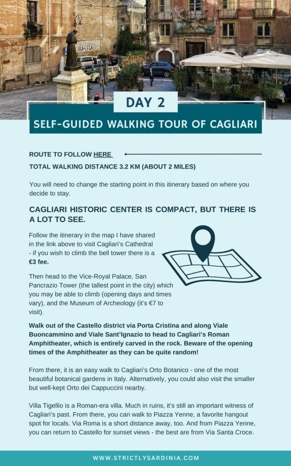 Preview for page 2, a self-guided walking tour of Cagliari
